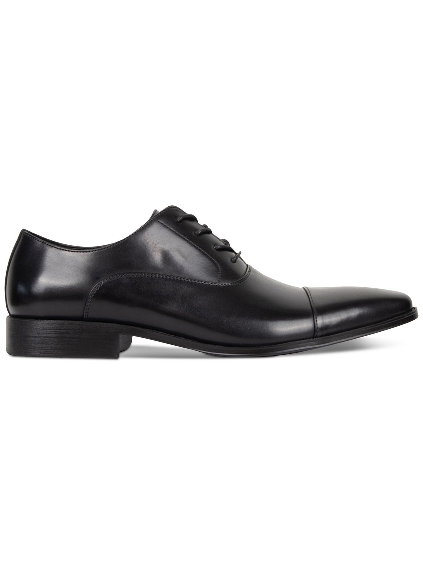 REACTION KENNETH COLE Mens Black Cap Toe Padded Kevin Cap Toe Block Heel Lace-Up Flats Shoes 8.5 M