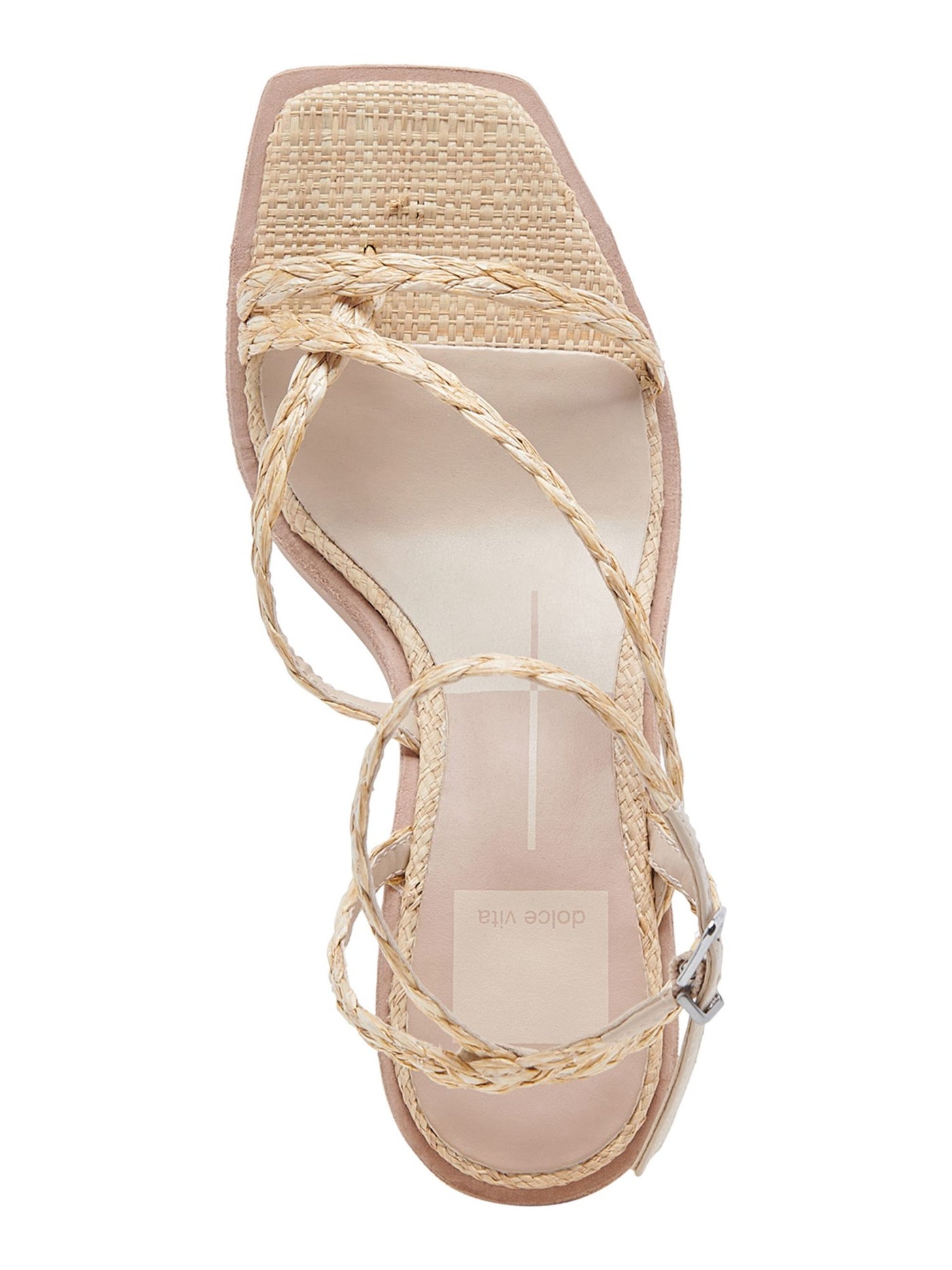 DOLCE VITA Womens Beige Toe Strap Padded Ankle Strap Woven Gemini Square Toe Wedge Buckle Espadrille Shoes 5