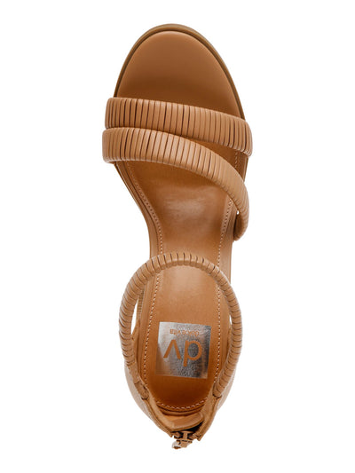 DOLCE VITA Womens Brown Padded Goring Bleeker Round Toe Block Heel Zip-Up Heeled Sandal 8.5 M