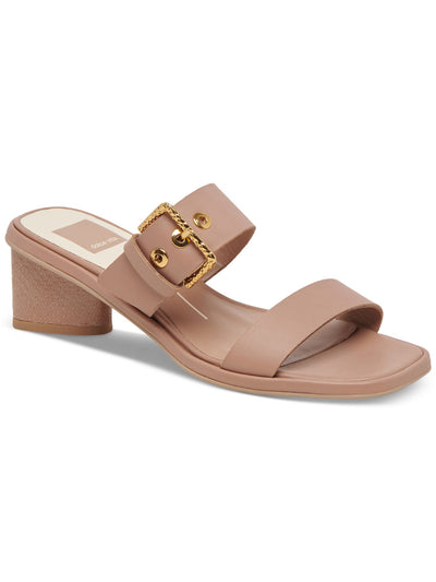 DOLCE VITA Womens Beige Buckled Strap Adjustable Padded Riva Square Toe Block Heel Slip On Leather Dress Heeled Sandal 5 M