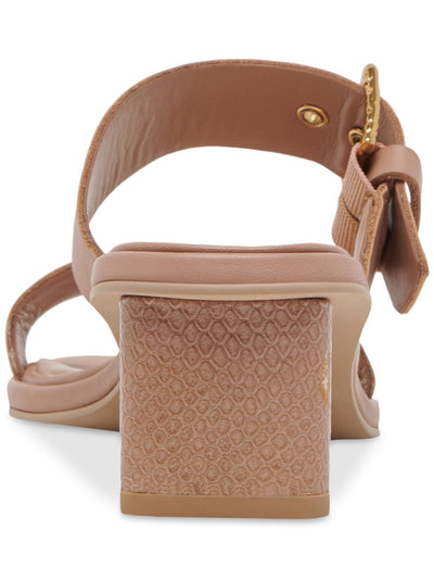 DOLCE VITA Womens Beige Buckled Strap Adjustable Padded Riva Square Toe Block Heel Slip On Leather Dress Heeled Sandal 5 M