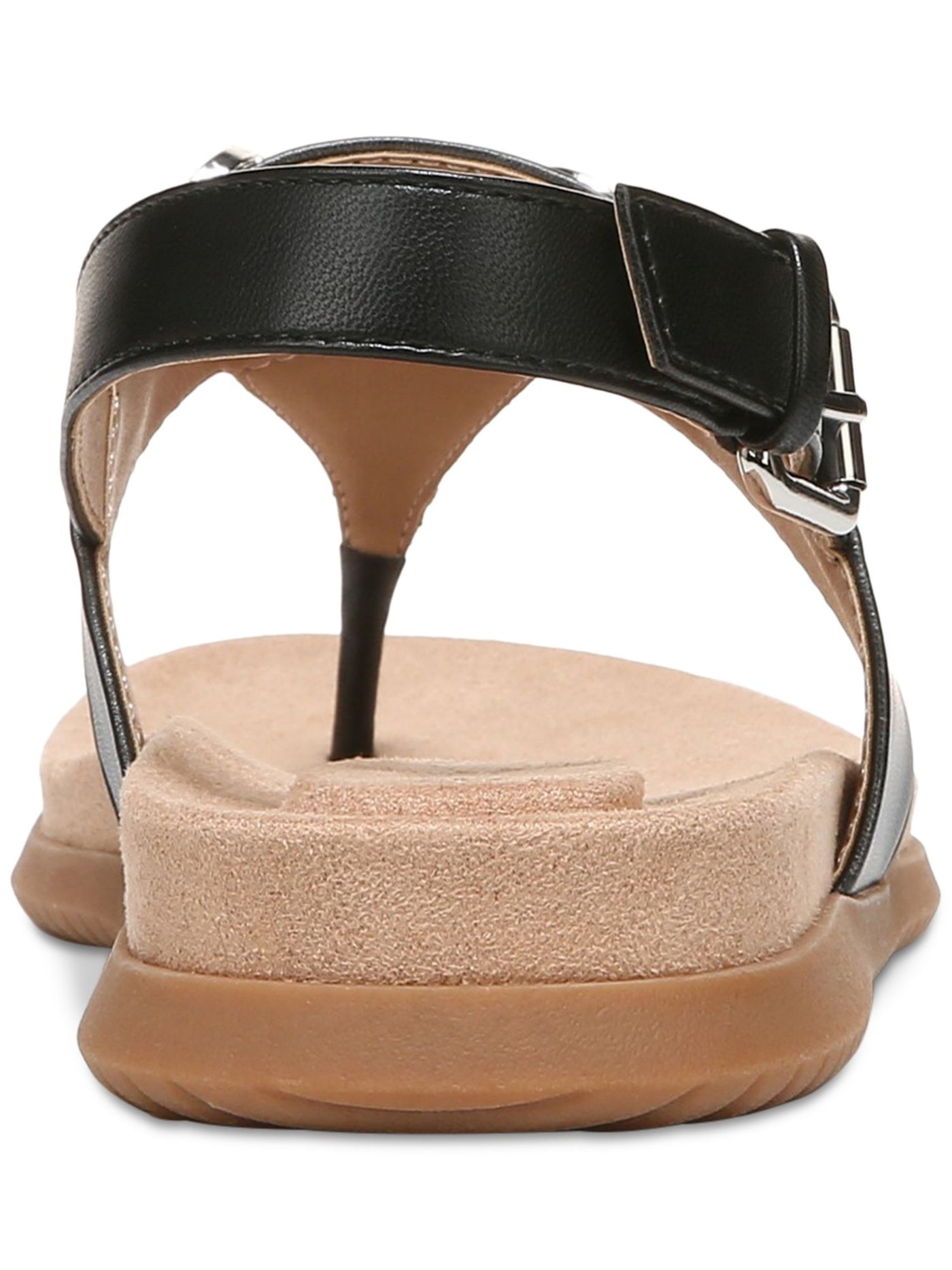 GIANI BERNINI Womens Black Cushioned Buckle Accent Cynthiaa Round Toe Wedge Buckle Thong Sandals Shoes 8.5 M