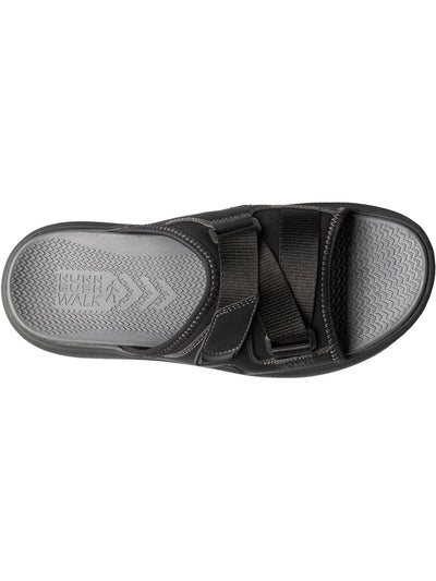 NUNN BUSH Mens Black Mixed Media Padded Adjustable Rio Vista Open Toe Wedge Slip On Slide Sandals Shoes 10 M