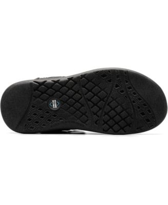 NUNN BUSH Mens Black Mixed Media Padded Adjustable Rio Vista Open Toe Wedge Slip On Slide Sandals Shoes M