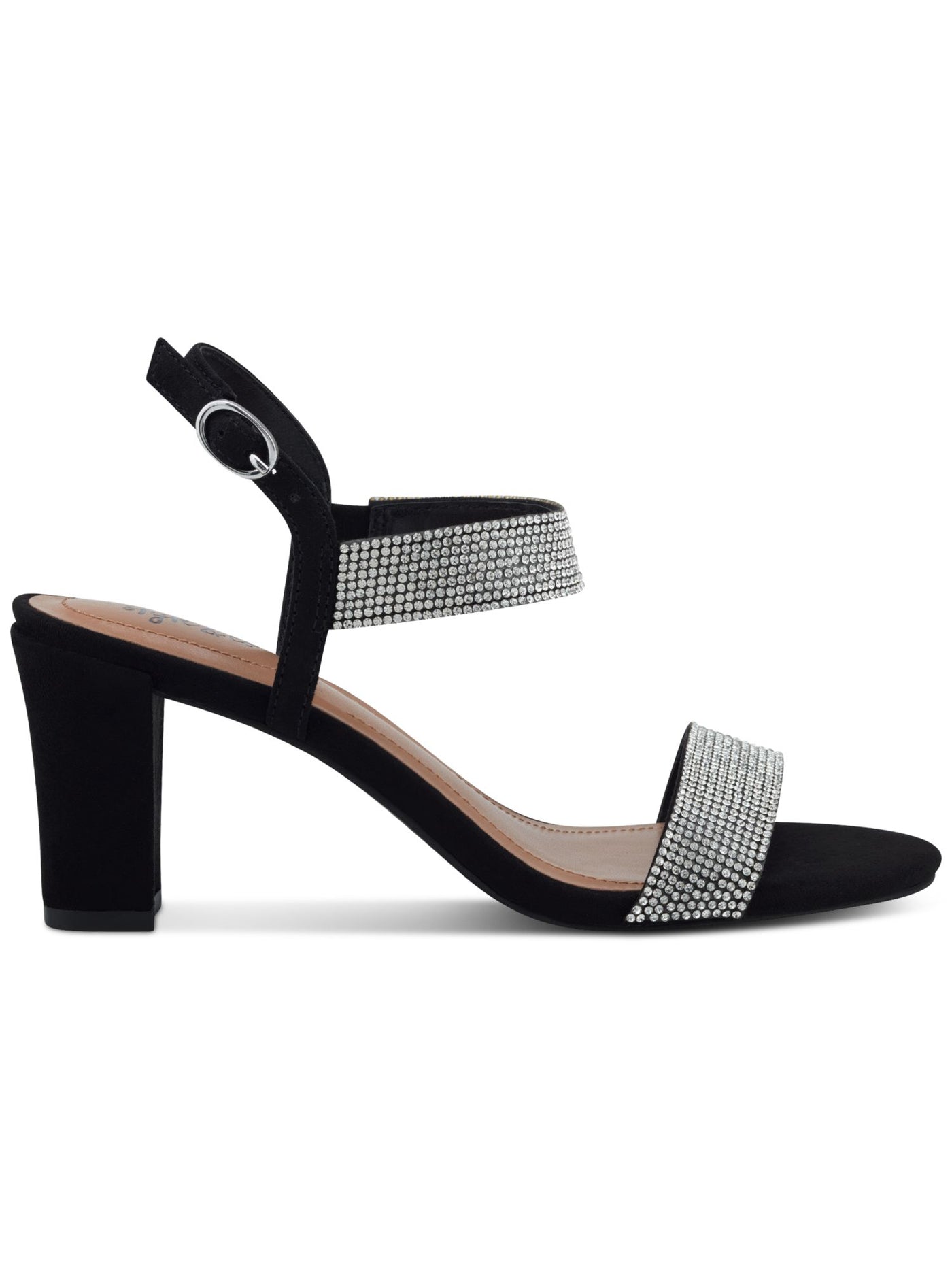 STYLE & COMPANY Womens Black Mixed Media Padded Goring Bonitaa Round Toe Cone Heel Buckle Dress Slingback Sandal 5 M