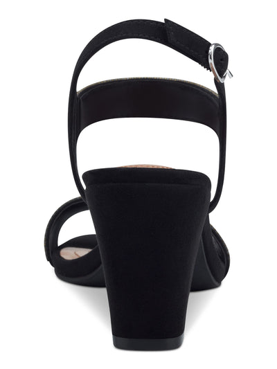 STYLE & COMPANY Womens Black Mixed Media Padded Goring Bonitaa Round Toe Cone Heel Buckle Dress Slingback Sandal 5 M