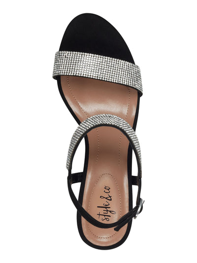 STYLE & COMPANY Womens Black Mixed Media Padded Goring Bonitaa Round Toe Cone Heel Buckle Dress Slingback Sandal 11 M