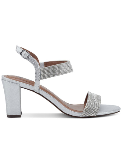 STYLE & COMPANY Womens Silver Mixed Media Padded Goring Bonitaa Round Toe Cone Heel Buckle Dress Slingback Sandal 9.5 M