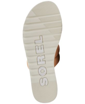 SOREL Womens Beige Color Block Quilted At Strap Padded Strappy Ella Ii Round Toe Slip On Leather Slide Sandals Shoes