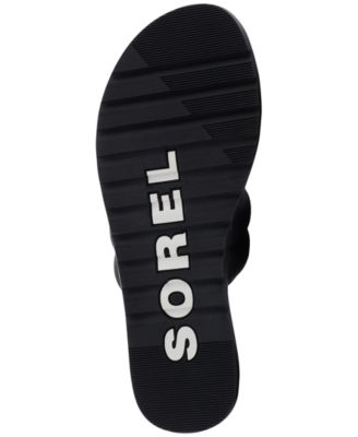 SOREL Womens Black Quilted At Strap Padded Strappy Ella Ii Round Toe Slip On Leather Sandals Shoes