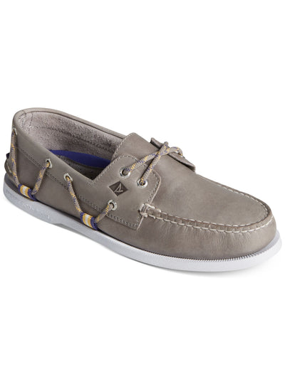 SPERRY Mens Gray Moc Toe Lace Accent Padded Webbing Round Toe Slip On Boat Shoes 9 M