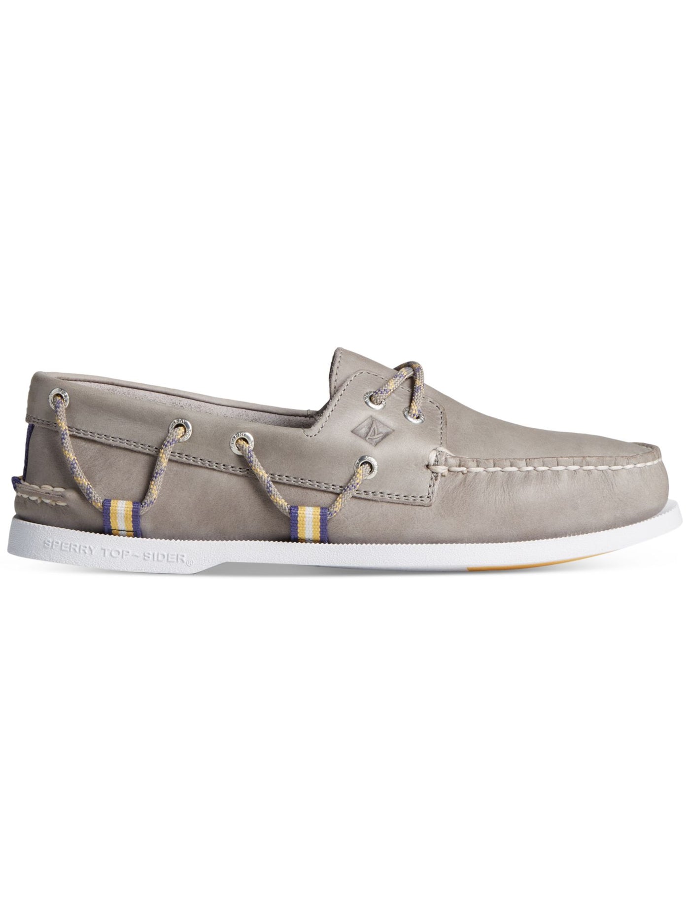 SPERRY Mens Gray Moc Toe Lace Accent Padded Webbing Round Toe Slip On Boat Shoes 9 M