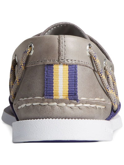SPERRY Mens Gray Moc Toe Lace Accent Padded Webbing Round Toe Slip On Boat Shoes 9 M