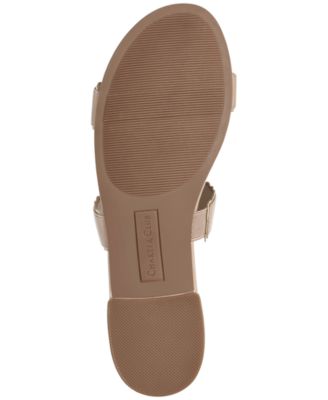 CHARTER CLUB Womens Beige Scalloped T-Strap Lulia Round Toe Slip On Sandals Shoes M