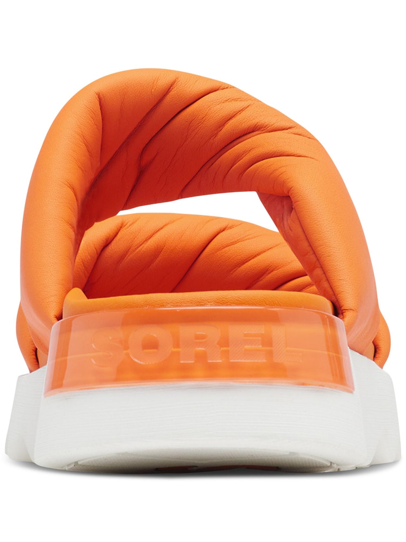 SOREL Womens Orange Twisted Comfort Padded Vibe Round Toe Platform Slip On Leather Slide Sandals Shoes 5.5