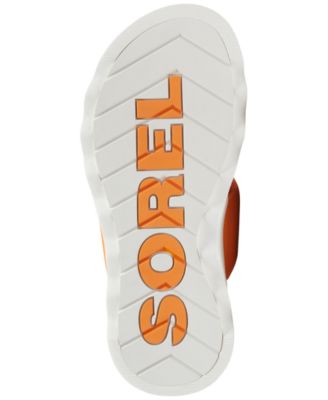 SOREL Womens Orange Twisted Comfort Padded Vibe Round Toe Platform Slip On Leather Slide Sandals Shoes