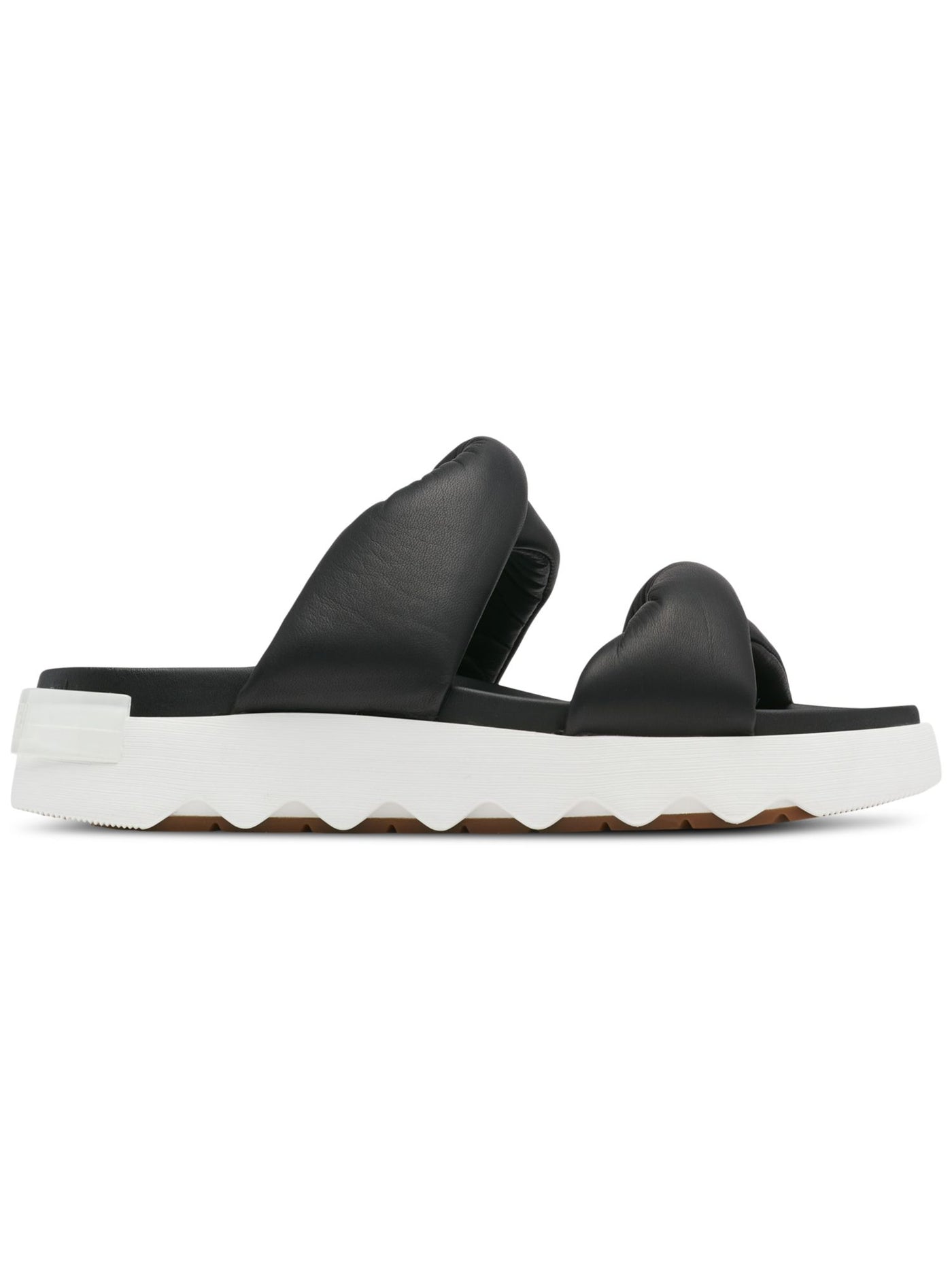 SOREL Womens Black Twisted Treaded Comfort Padded Vibe Round Toe Platform Slip On Leather Slide Sandals Shoes 5.5