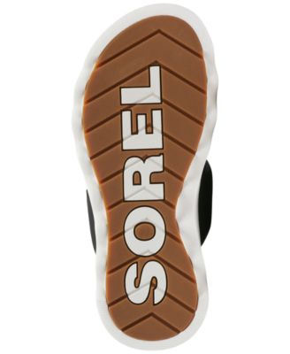 SOREL Womens Black Twisted Treaded Comfort Padded Vibe Round Toe Platform Slip On Leather Slide Sandals Shoes