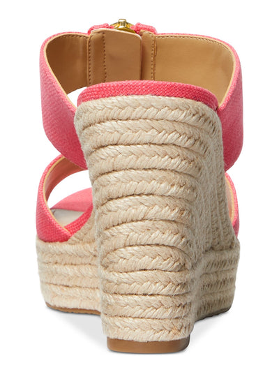 MICHAEL MICHAEL KORS Womens Coral Zippered Cut Out 1" Platform Padded Braided Bradley Open Toe Wedge Slip On Heeled Sandal 7