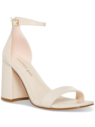 MADDEN GIRL Womens Beige Ankle Strap Padded Star Open Toe Block Heel Buckle Dress Heeled Sandal 7.5 M