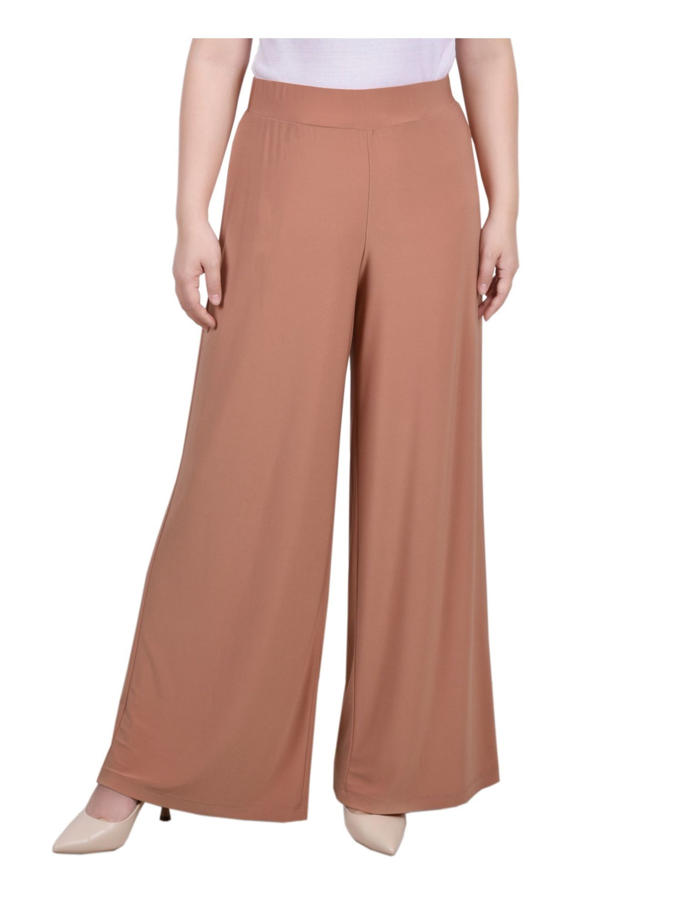 NY COLLECTION Womens Beige Wide Leg Pants Petites PL