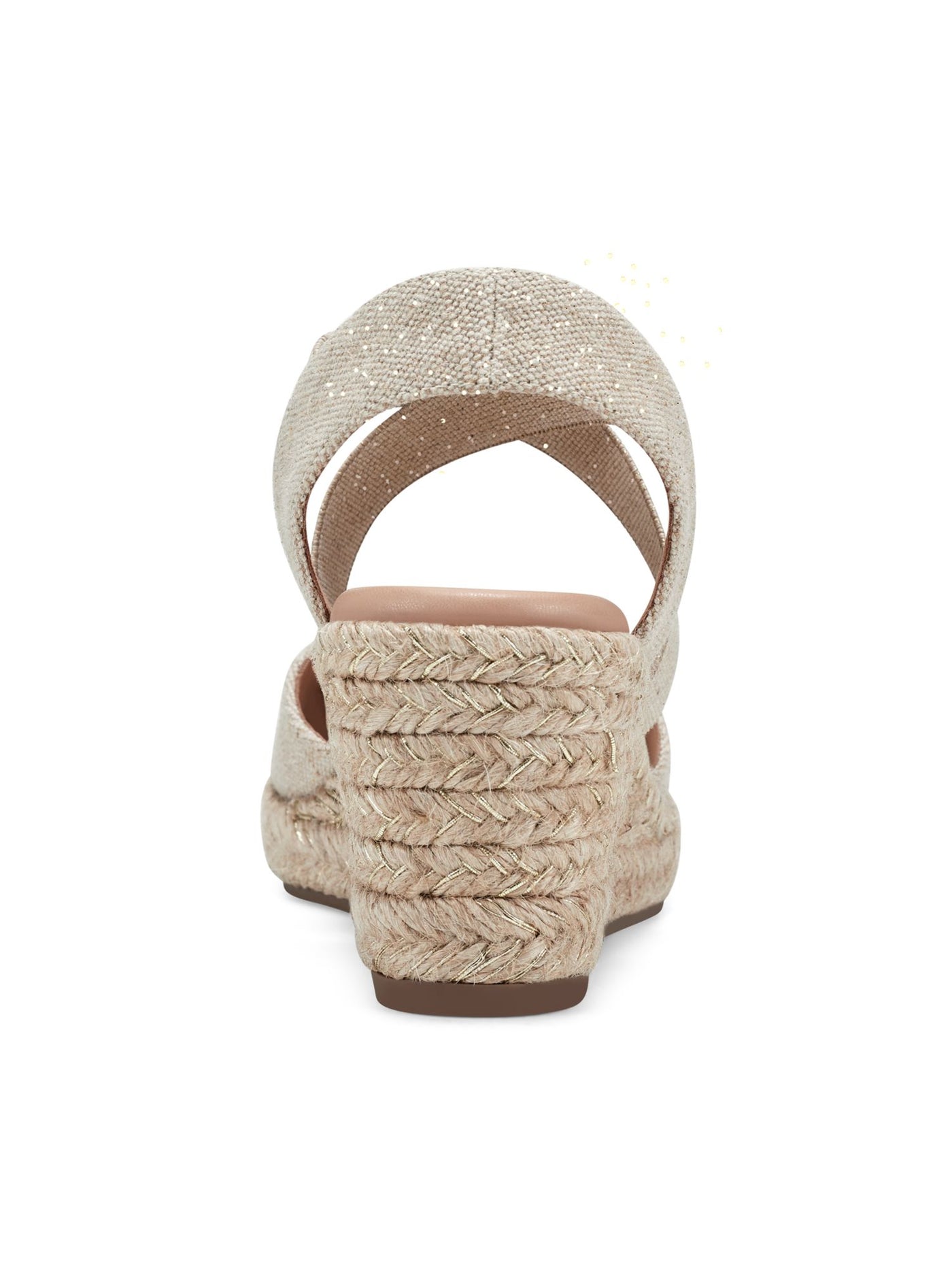 EASY SPIRIT Womens Gold Woven Stretchy Straps Arch Support Cushioned Meza Round Toe Wedge Slip On Espadrille Shoes 5.5 M