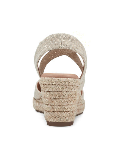 EASY SPIRIT Womens Gold Woven Stretchy Straps Arch Support Cushioned Meza Round Toe Wedge Slip On Espadrille Shoes 5.5 M