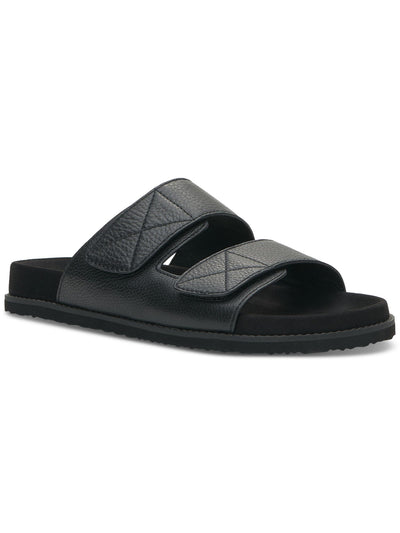 VINCE CAMUTO Mens Black Adjustable Gohan Round Toe Leather Slide Sandals Shoes 11 M