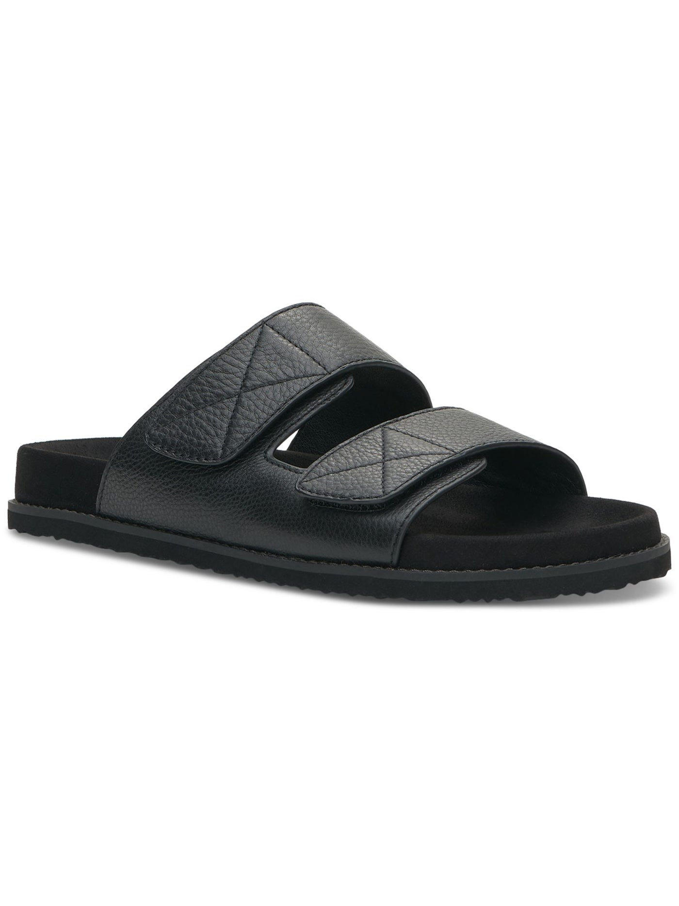 VINCE CAMUTO Mens Black Adjustable Gohan Round Toe Leather Slide Sandals Shoes 13 M