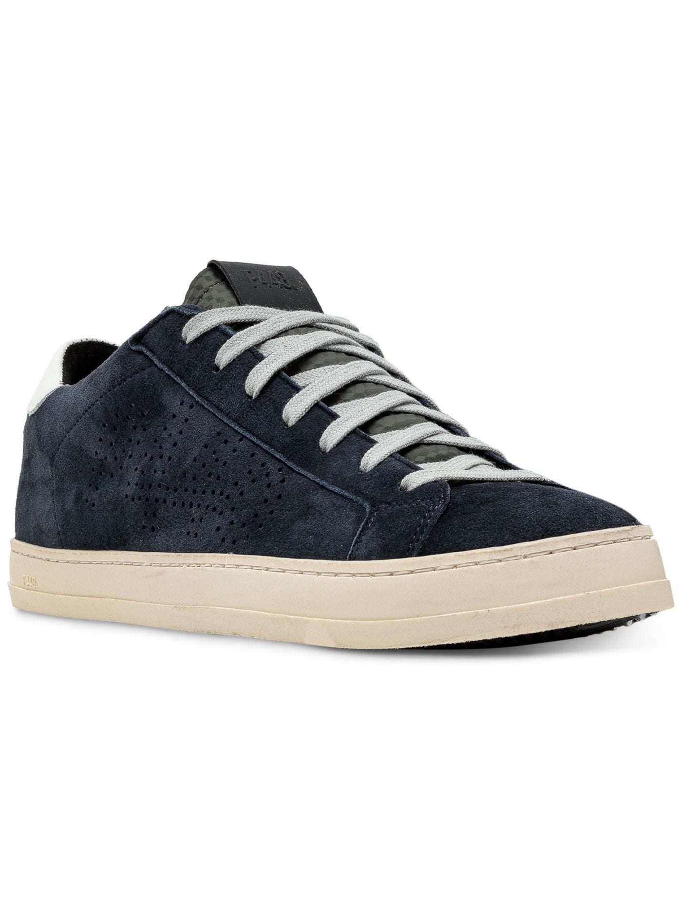 P448 Mens Navy Perforated Padded John Round Toe Platform Lace-Up Leather Sneakers Shoes 45