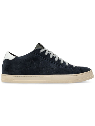 P448 Mens Navy Perforated Padded John Round Toe Platform Lace-Up Leather Sneakers Shoes 41