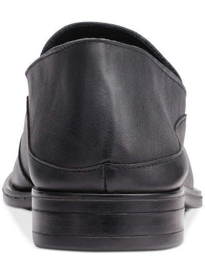 KARL LAGERFELD Mens Black Apron Toe Metal Logo Hardware Collapsable Heel Padded Bit Square Toe Block Heel Slip On Leather Loafers Shoes 8.5