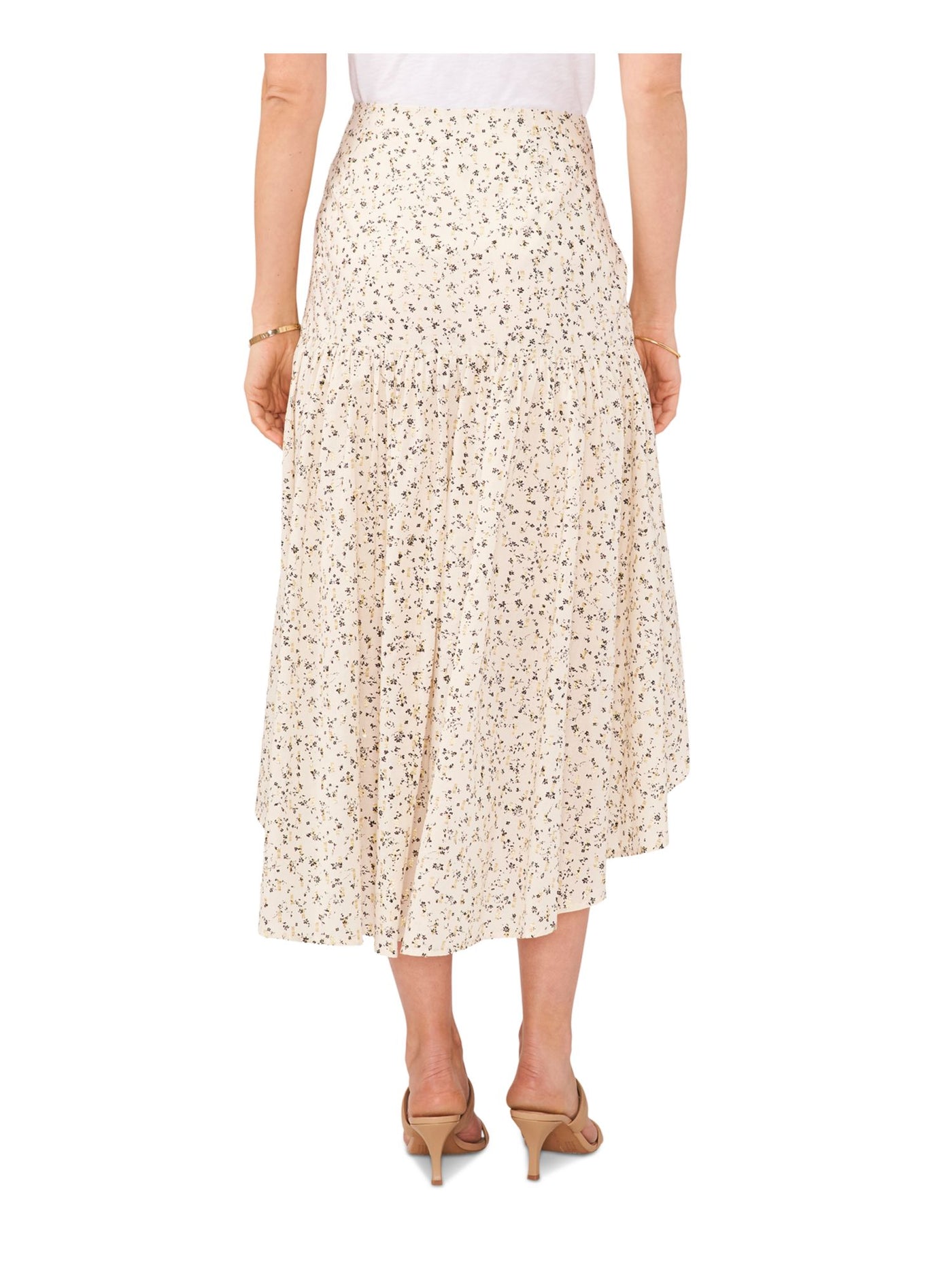 VINCE CAMUTO Womens Zippered Tiered Midi Hi-Lo Skirt