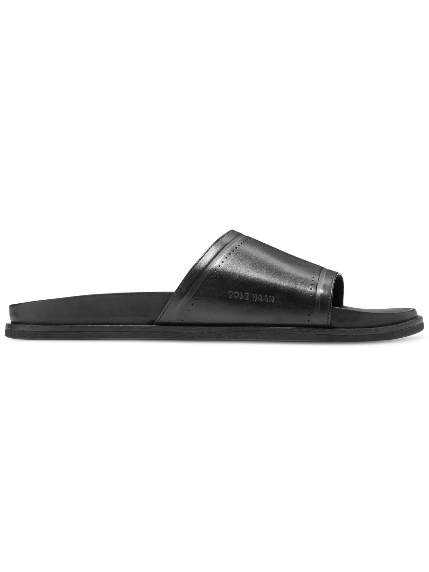 COLE HAAN Mens Black Padded Modern Classics Round Toe Slip On Leather Slide Sandals Shoes 9 M