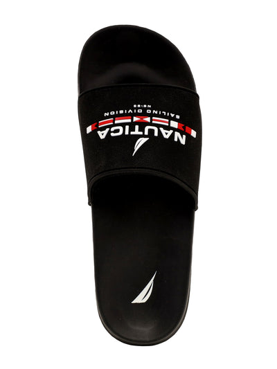 NAUTICA Mens Black Padded Bertran Open Toe Slip On Slide Sandals Shoes 10