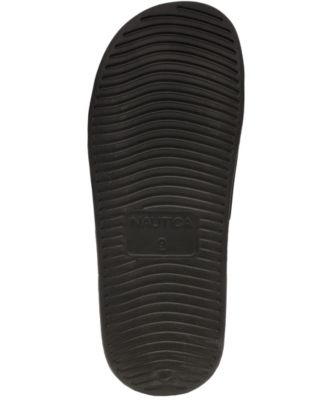 NAUTICA Mens Black Padded Bertran Open Toe Slip On Slide Sandals Shoes