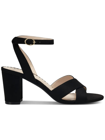 CHARTER CLUB Womens Black Ankle Strap Padded Kyraa Open Toe Block Heel Buckle Dress Sandals Shoes 8.5 M