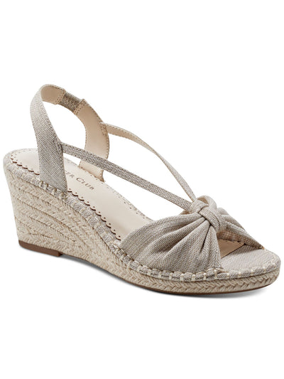 CHARTER CLUB Womens Beige Metallic Thread Strappy Slingback Goring Padded Kika Almond Toe Wedge Slip On Espadrille Shoes 7 M