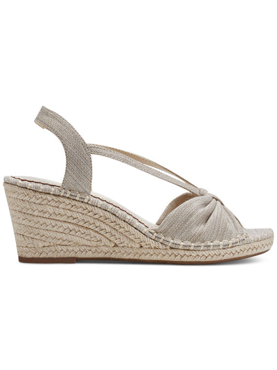 CHARTER CLUB Womens Beige Metallic Thread Strappy Slingback Goring Padded Kika Almond Toe Wedge Slip On Espadrille Shoes 7.5 M