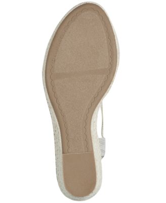 CHARTER CLUB Womens Beige Metallic Thread Strappy Slingback Goring Padded Kika Almond Toe Wedge Slip On Espadrille Shoes M