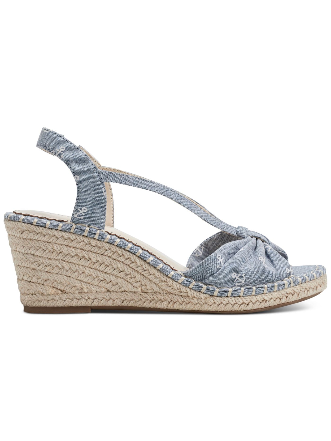 CHARTER CLUB Womens Light Blue Metallic Thread Strappy Slingback Goring Padded Kika Almond Toe Wedge Slip On Espadrille Shoes 5 M