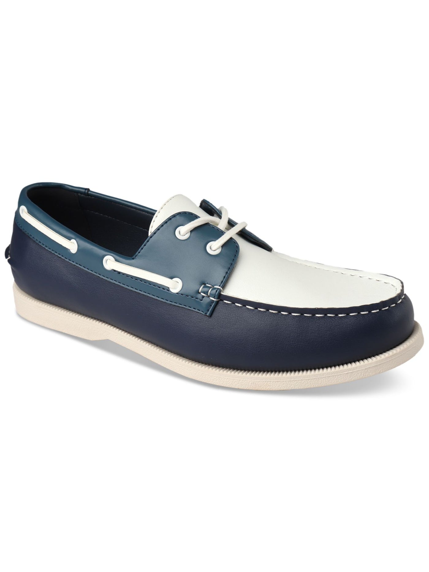 CLUBROOM Mens Navy Moc Toe Comfort Elliot Round Toe Lace-Up Boat Shoes 8 M