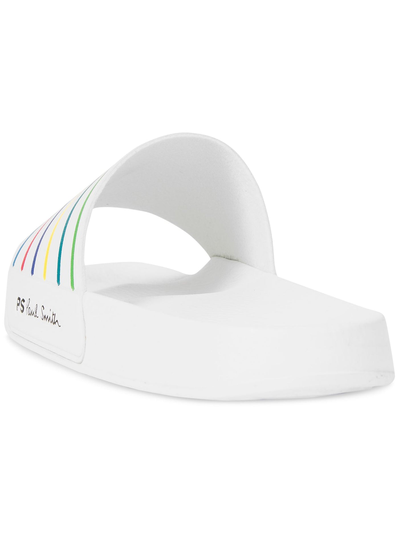 PAUL SMITH Mens White Striped Logo Comfort Nyro Round Toe Slip On Slide Sandals Shoes 43