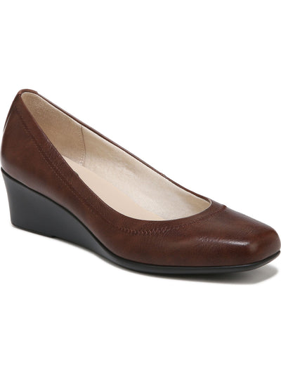 LIFE STRIDE Womens Brown Comfort Groovy Square Toe Wedge Slip On Pumps Shoes 7 W