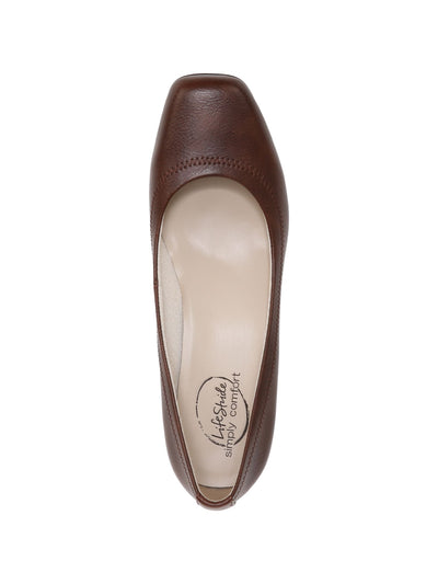 LIFE STRIDE Womens Brown Comfort Groovy Square Toe Wedge Slip On Pumps Shoes 7 W
