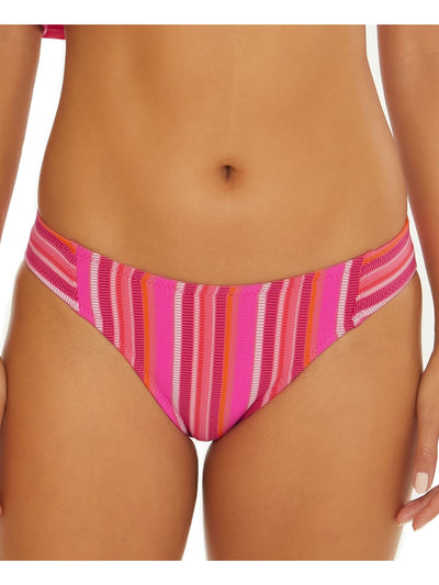 TRINA TURK Women's Pink Patterned Stretch Lined Low Rise High Leg Swimsuit Bottom 8