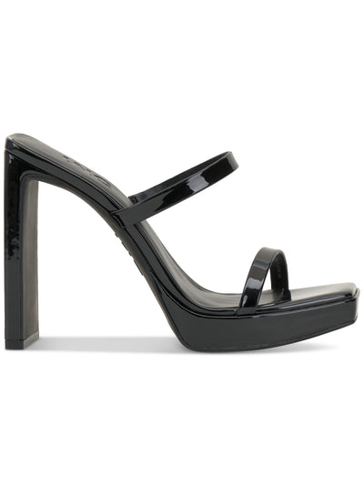 INC Womens Black Padded Goring Denimap Open Toe Platform Slip On Sandals Shoes 5 M