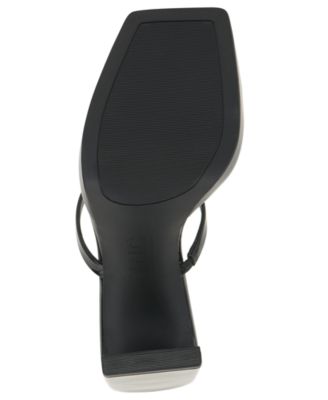 INC Womens Black Padded Goring Denimap Open Toe Platform Slip On Sandals Shoes M