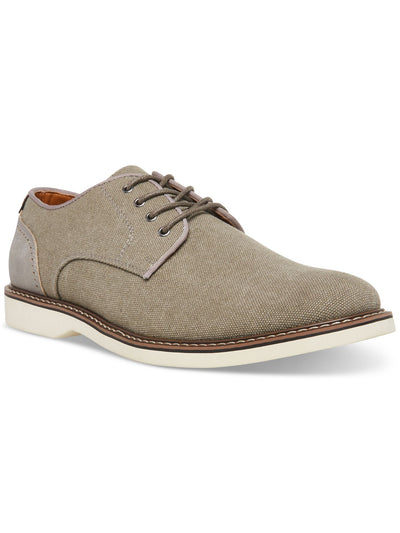 MADDEN Mens Gray Mixed Media Derby Brogue Padded Duupon Round Toe Wedge Lace-Up Dress Shoes 10.5 M