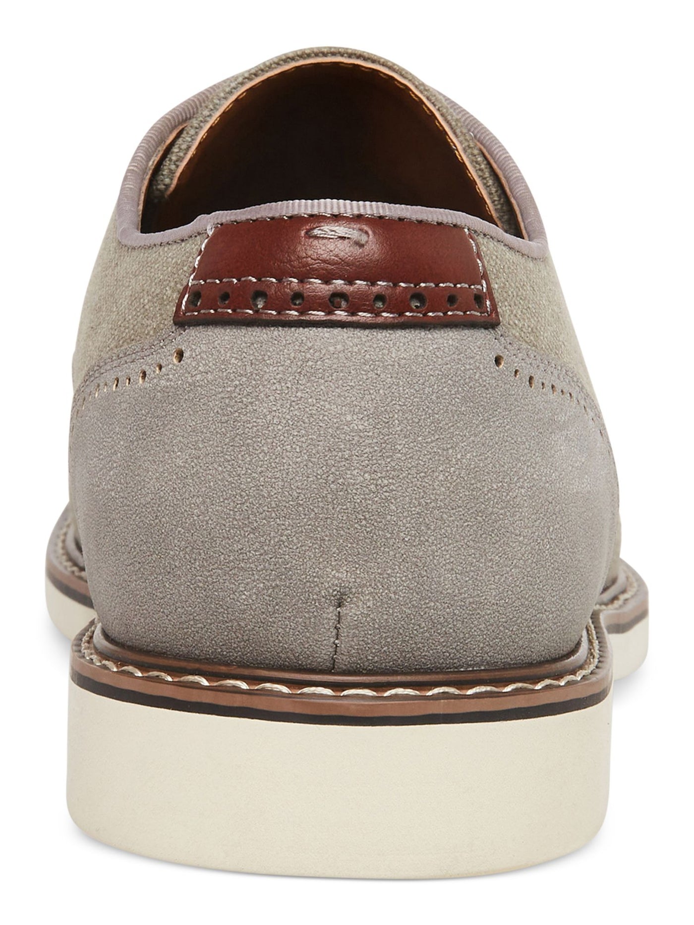 MADDEN Mens Gray Mixed Media Derby Brogue Padded Duupon Round Toe Wedge Lace-Up Dress Shoes 10.5 M